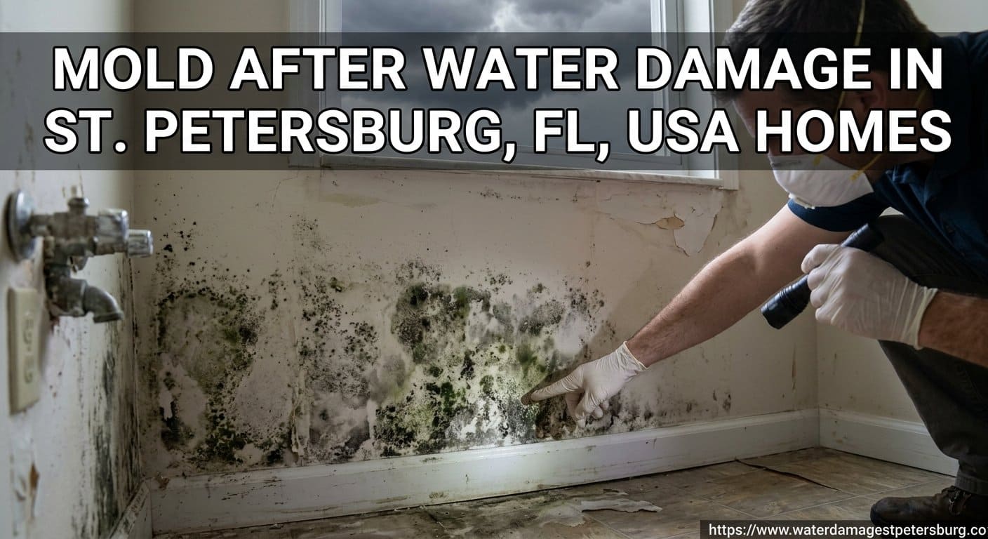 Mold growth after water damage in St. Petersburg Florida home