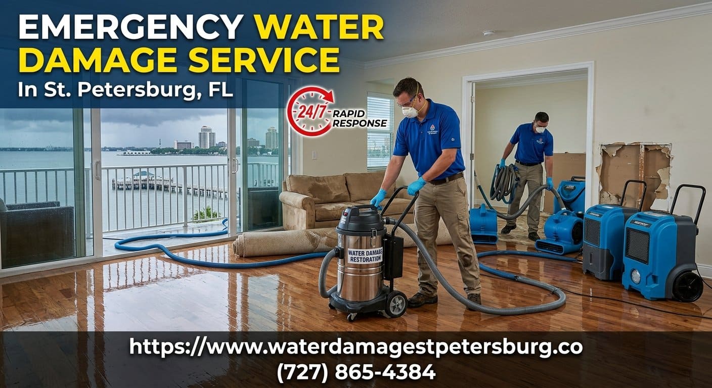 Emergency water extraction crew responding in St. Petersburg FL USA