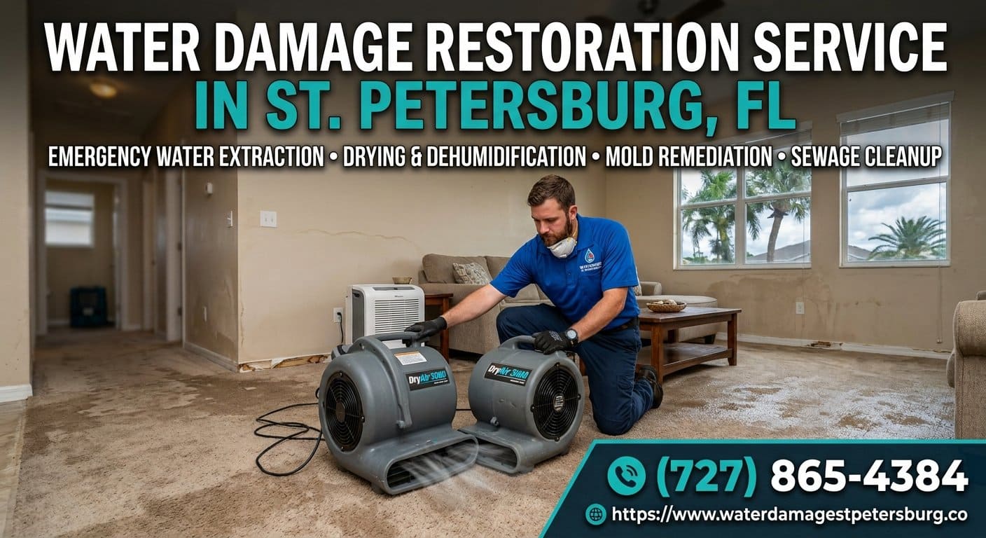 Full water damage restoration project in St. Petersburg FL USA